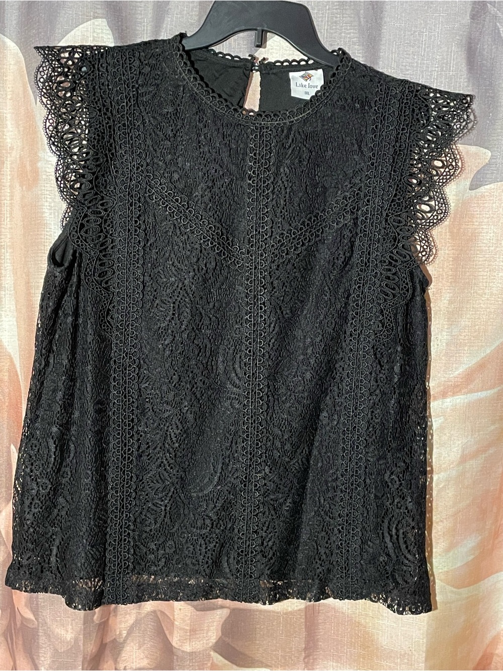 Lace Flutter Sleeve Black Blouse by Like Love NWOTS